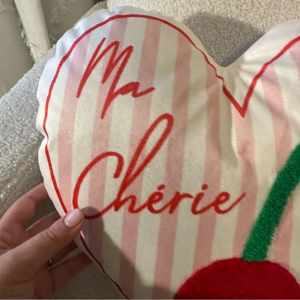 Ma Cherie Target Bullseye Playground Heart-Shaped Cherry Accent Pillow